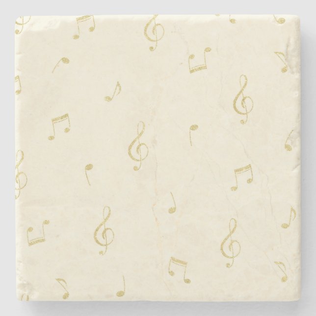 Dessous-de-verre En Pierre Cream Gold Music Notes   (Devant)