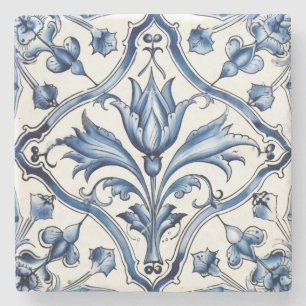 Dessous-de-verre En Pierre Créez vos propres fleurs de chinoiserie bleue