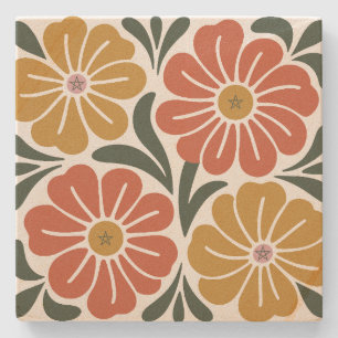 Dessous-de-verre En Pierre Créez Votre Propre Cosmos Fleurs Rétro Groovy