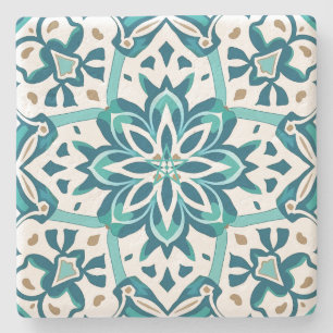 Dessous-de-verre En Pierre Créez Votre Propre Fleur Bleu Sarcelle de Style Ta