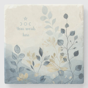 Dessous-de-verre En Pierre Créez Votre Propre Floral Minimaliste Bleu et Beig
