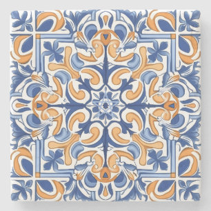 Dessous-de-verre En Pierre Créez Votre Propre Peinture Fausse Orange Bleu Flo