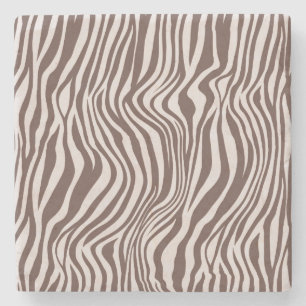 Dessous-de-verre En Pierre Crème Brown Zebra Print