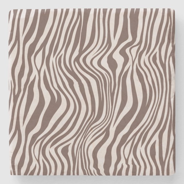 Dessous-de-verre En Pierre Crème Brown Zebra Print (Devant)