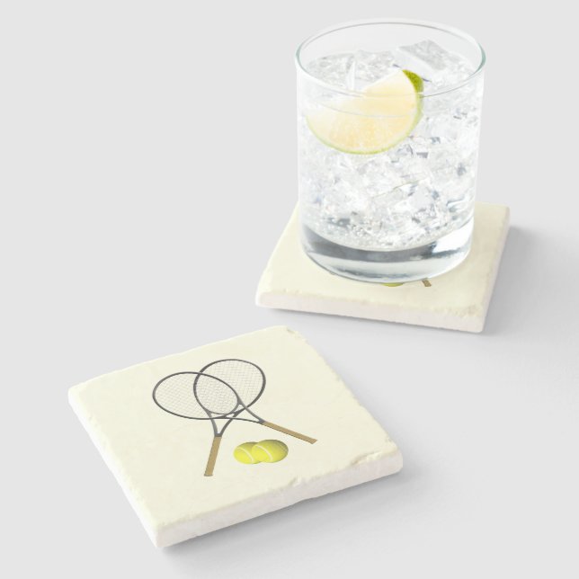 Dessous-de-verre En Pierre Crème double de tennis (Côté)