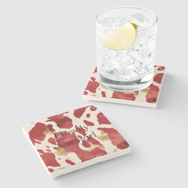 Dessous-de-verre En Pierre Crème Rouge Or Occidental (Côté)