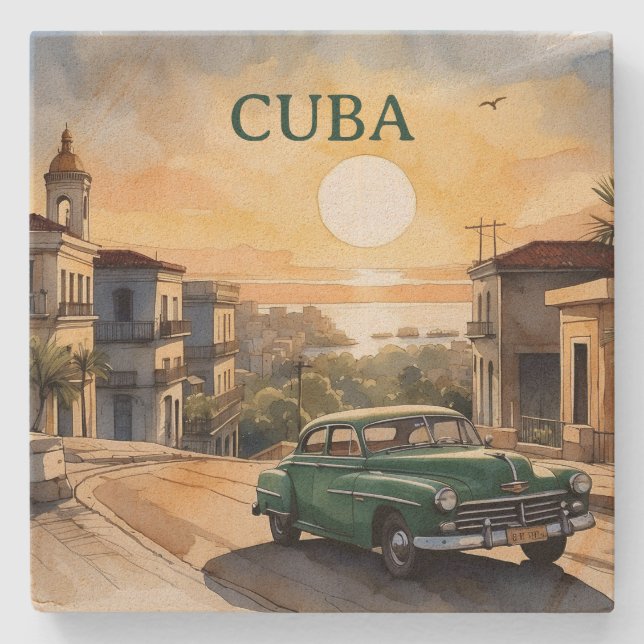 Dessous-de-verre En Pierre Cuba (Devant)