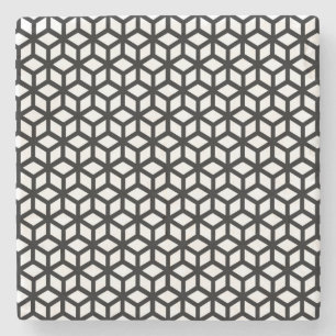 Dessous-de-verre En Pierre Cube Noir Et Blanc Motif