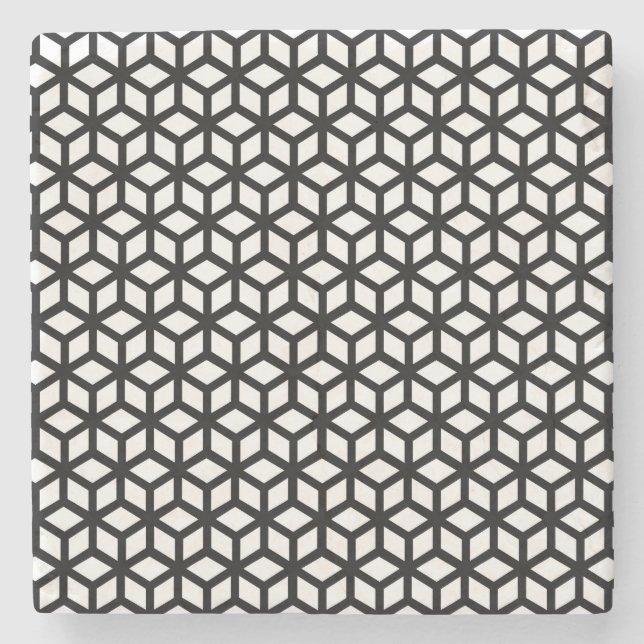 Dessous-de-verre En Pierre Cube Noir Et Blanc Motif (Devant)