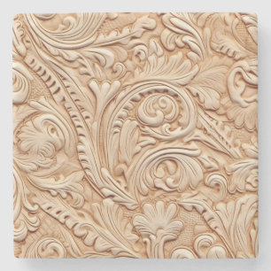 Dessous-de-verre En Pierre Cuir en faux beige