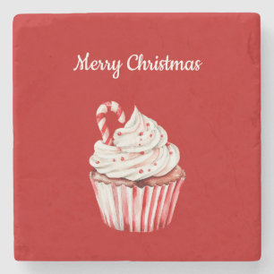 Dessous-de-verre En Pierre Cupcake de Noël Canne à Sucre