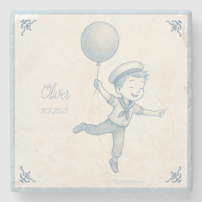 Dessous-de-verre En Pierre Custom personalized baby boy name  (Devant)