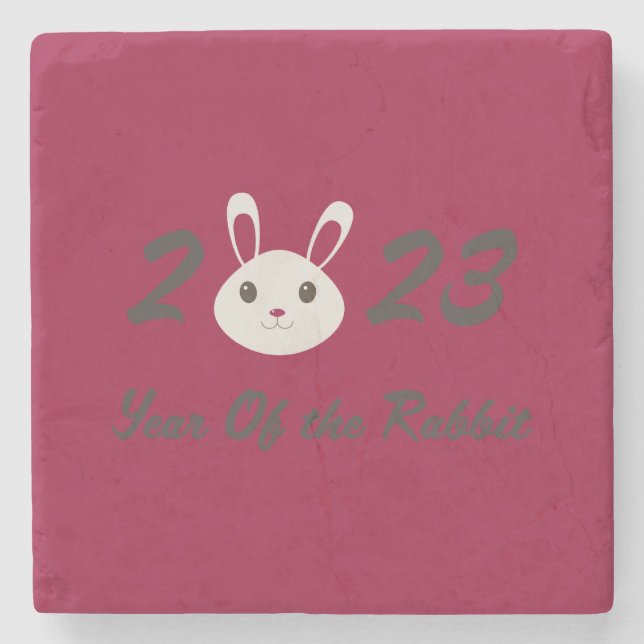 Dessous-de-verre En Pierre Cute 2023 Année du lapin (Devant)