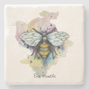 Dessous-de-verre En Pierre Cute Bee And Rainbow Wash