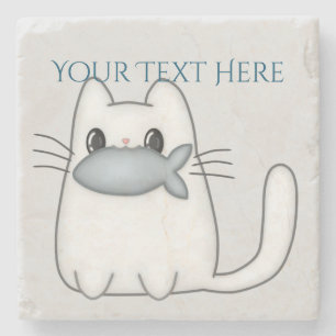 Dessous-de-verre En Pierre Cute chat avec poisson Prix