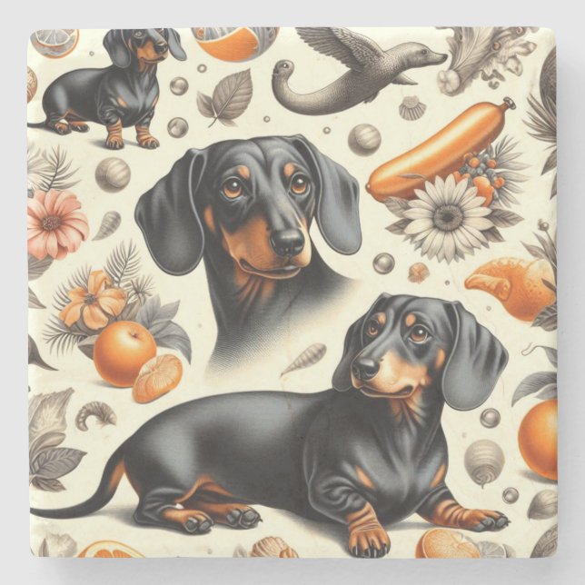 Dessous-de-verre En Pierre Cute Dachshund Motif (Devant)