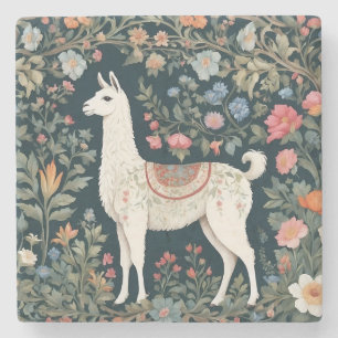Dessous-de-verre En Pierre Cute Llama Élégant Floral
