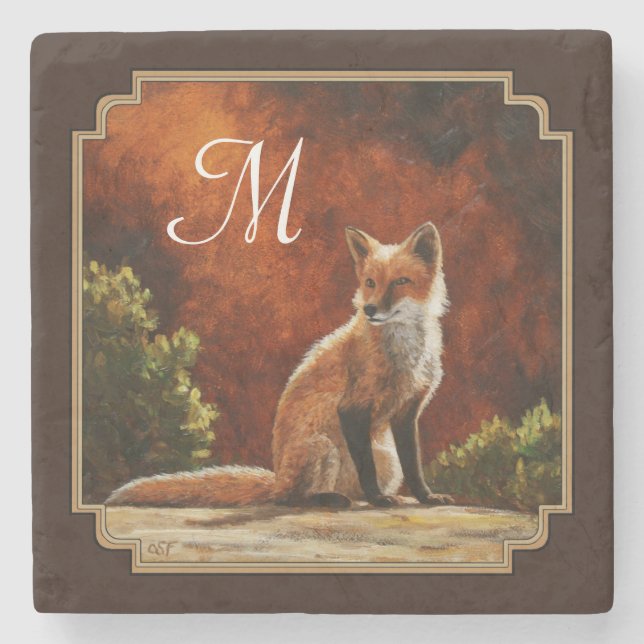 Dessous-de-verre En Pierre Cute Red Fox (Devant)