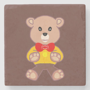 Dessous-de-verre En Pierre Cute rouge Bowtie Beige Teddy Ours Brown