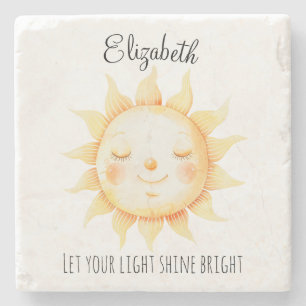 Dessous-de-verre En Pierre Cute Yellow Sunshine Personnalisé