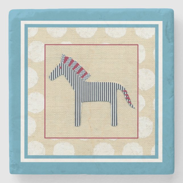 Dessous-de-verre En Pierre Cutout Zebra sur Arrière - plan crème (Devant)