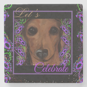 Dessous-de-verre En Pierre Dachshund Rouge    