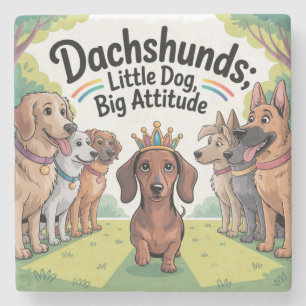 Dessous-de-verre En Pierre Dachshunds Petit Chien, Grande Attitude
