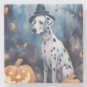 Dessous-de-verre En Pierre Dalmation d'Halloween avec effroi Citrouille