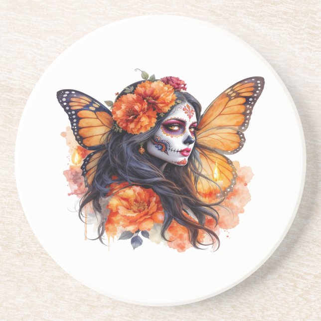 Dessous de verre en pierre de Calavera Catrina (Devant)