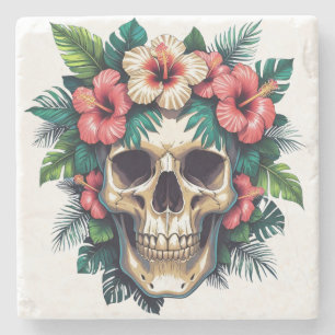 Dessous-de-verre En Pierre Décay tropicale : Fleur et os