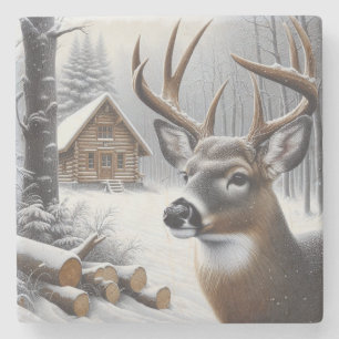 Dessous-de-verre En Pierre Deer d'hiver/Buck art