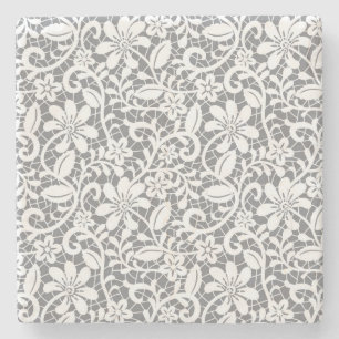 Dessous-de-verre En Pierre Dentelle blanche 1
