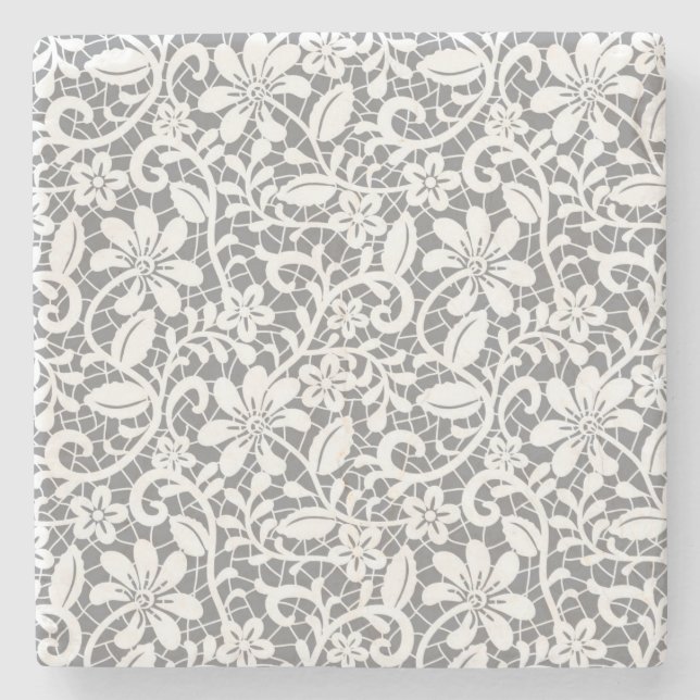 Dessous-de-verre En Pierre Dentelle blanche 1 (Devant)