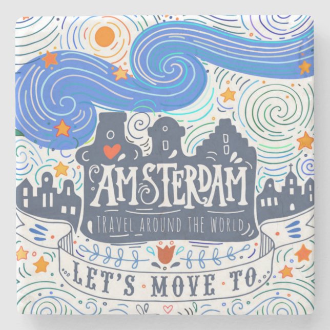 Dessous-de-verre En Pierre Déplaçons-nous à Amsterdam (Devant)