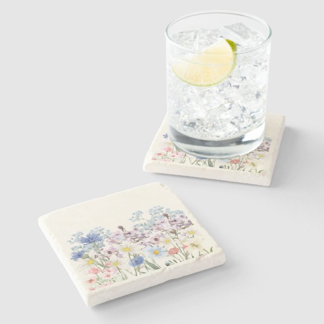 Dessous-de-verre En Pierre Desi Floral (Côté)