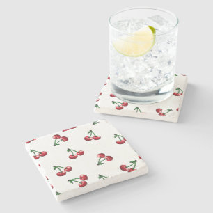 Dessous-de-verre En Pierre Design Motif Red Cherries