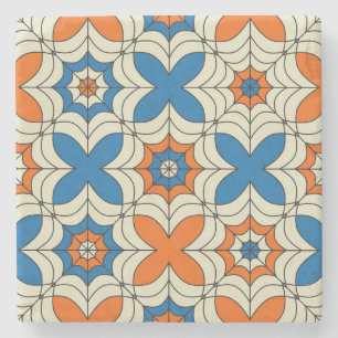 Dessous-de-verre En Pierre Design Web Abstrait bleu et orange
