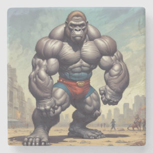 Dessous-de-verre En Pierre Dessin d'art pop de Gorilla Bodybuilder