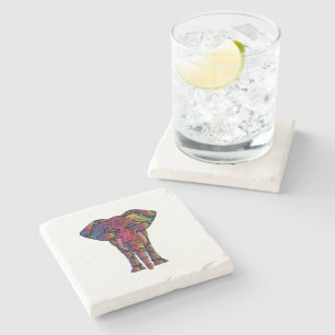 Dessous-de-verre En Pierre Dessin d'éléphant coloré