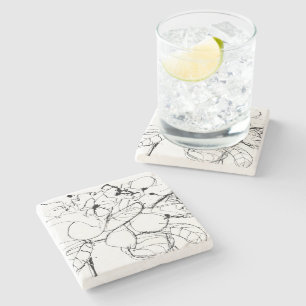 Dessous-de-verre En Pierre Dessin Plante Abstrait