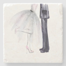Dessous de verre aquarelle danse des mariés