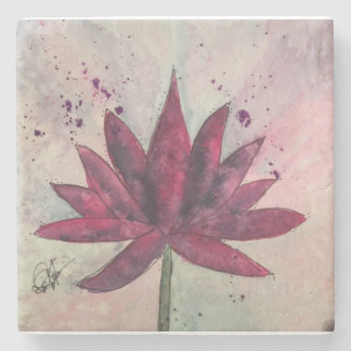 Dessous-de-verre En Pierre Dessous de verre de fleur de Lotus d'aquarelle