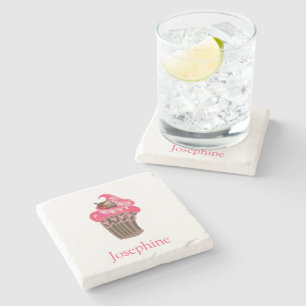 Dessous-de-verre En Pierre Dessous de verre de gâteau rose Whimsy personnalis