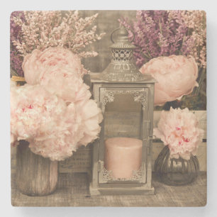 Dessous-de-verre En Pierre Dessous de verre de grès pivoines, lanternes et f
