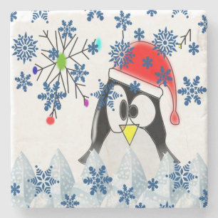 Dessous-de-verre En Pierre Dessous de verre de pierre en marbre pingouin Noël