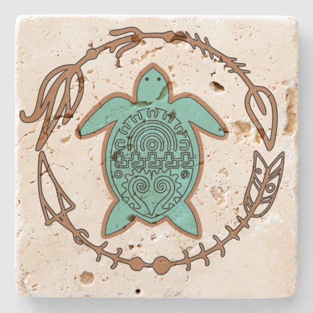 Dessous-de-verre En Pierre Dessous de verre de tortue tribal sud-ouest (Devant)