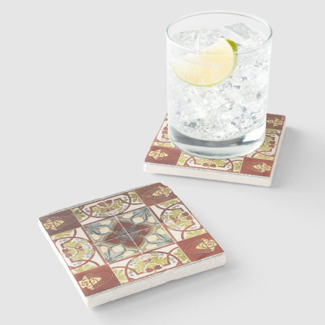 Dessous-de-verre En Pierre Dessous de verre de tuile de Peranakan (Côté)
