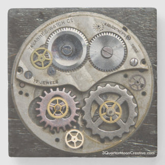 Dessous-de-verre En Pierre Dessous de verre de vitesse d'horloge de Steampunk