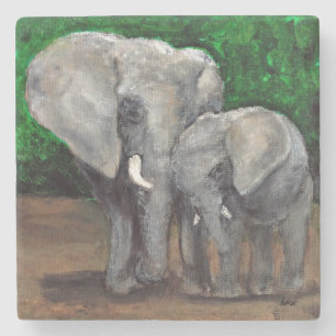 Dessous-de-verre En Pierre Dessous de verre d'éléphant de maman et de béb