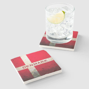 Dessous-de-verre En Pierre Dessous de verre Drapeau Danemark Style vintage !